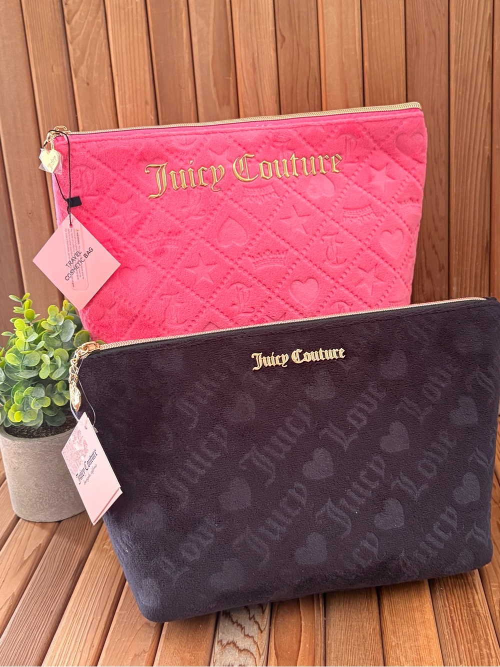 Juicy Couture Quilted Cosmetic Bag, Barbie Pink or Velvet Black, Travel Kit NWT
